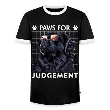 Neufundländer PAWS FOR JUDGEMENT Neufundländer - Männer Kontrast-T-Shirt - Schwarz/Weiß - Vorne - AI Model Female 172 light (172cm) & AI Model Male 178 light (178cm)
