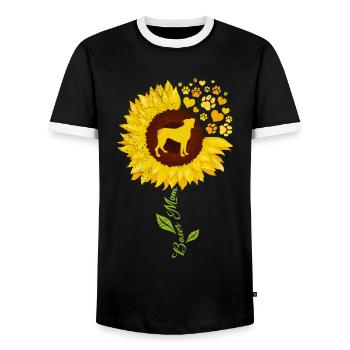 BOXER MAMI Deutscher Boxer Hund Besitzerin - Männer Kontrast-T-Shirt - Schwarz/Weiß - Vorne - AI Model Female 172 light (172cm) & AI Model Male 178 light (178cm)