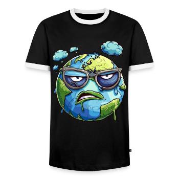 Genervte Erde Mit Brille Und Wolken - Männer Kontrast-T-Shirt - Schwarz/Weiß - Vorne - AI Model Female 172 light (172cm) & AI Model Male 178 light (178cm)