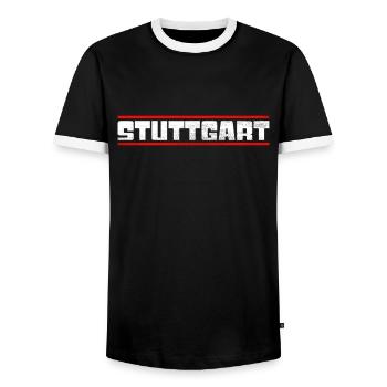 Stuttgart - Men's Ringer Shirt - black/white - Front - AI Model Female 172 light (172cm) & AI Model Male 178 light (178cm)
