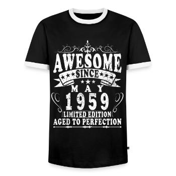 Millésime Mai 1959 Mai 1959 Millésime Mai 1959 - T-shirt contrasté Homme - noir/blanc - Devant - AI Model Female 172 light (172cm) & AI Model Male 178 light (178cm)