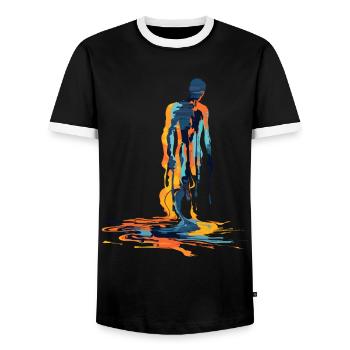 Color Explosion Human Silhouette - Men's Ringer Shirt - black/white - Front - AI Model Female 172 light (172cm) & AI Model Male 178 light (178cm)