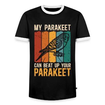 Perruche ma perruche peut rétro amateur d’oiseaux ornementaux - T-shirt contrasté Homme - noir/blanc - Devant - AI Model Female 172 light (172cm) & AI Model Male 178 light (178cm)