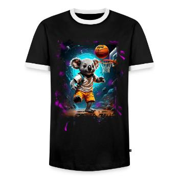 Basketball Koala - Men's Ringer Shirt - black/white - Front - AI Model Female 172 light (172cm) & AI Model Male 178 light (178cm)