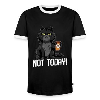 Cat not today BLACK - Men's Ringer Shirt - black/white - Front - AI Model Female 172 light (172cm) & AI Model Male 178 light (178cm)