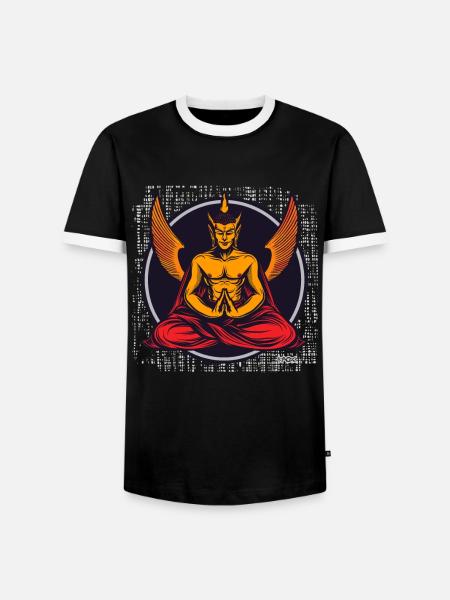 The Evil Side of the Buddha with Wings - Men's Ringer Shirt - black/white