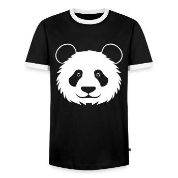 Panda Bear Japanese Giant Panda - Men's Ringer Shirt - black/white - Front - AI Model Female 172 light (172cm) & AI Model Male 178 light (178cm)