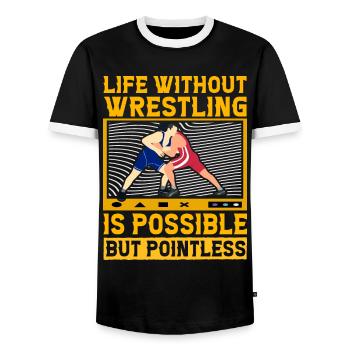 La vie sans lutte est possible mais inutile - T-shirt contrasté Homme - noir/blanc - Devant - AI Model Female 172 light (172cm) & AI Model Male 178 light (178cm)