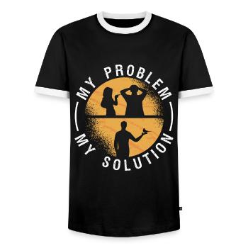 Amoureux des perruches Mon problème Ma solution Pictogramme Papa - T-shirt contrasté Homme - noir/blanc - Devant - AI Model Female 172 light (172cm) & AI Model Male 178 light (178cm)
