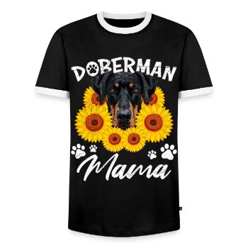 DOBERMAN MOM Propriétaire de chien Doberman MAMA - T-shirt contrasté Homme - noir/blanc - Devant - AI Model Female 172 light (172cm) & AI Model Male 178 light (178cm)