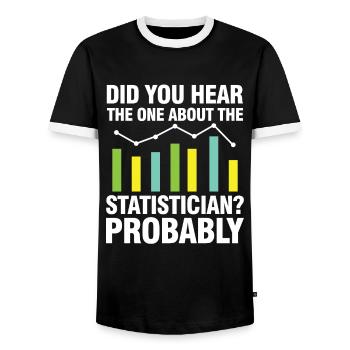 Did You Hear The One About Statistician Probably - Männer Kontrast-T-Shirt - Schwarz/Weiß - Vorne - AI Model Female 172 light (172cm) & AI Model Male 178 light (178cm)