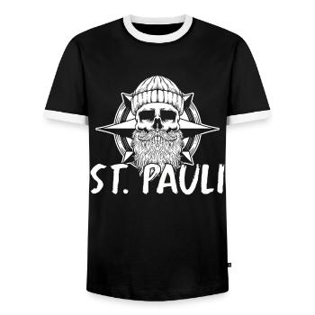 Hamburg Tshirt Gift Moin Hamburch Football - Men's Ringer Shirt - black/white - Front - AI Model Female 172 light (172cm) & AI Model Male 178 light (178cm)