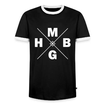 Hamburg Tshirt Gift Moin Hamburch Football - Men's Ringer Shirt - black/white - Front - AI Model Female 172 light (172cm) & AI Model Male 178 light (178cm)