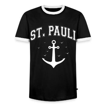 Hamburg Tshirt Gift Moin Hamburch Football - Men's Ringer Shirt - black/white - Front - AI Model Female 172 light (172cm) & AI Model Male 178 light (178cm)