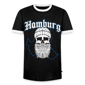 Hamburg Tshirt Gift Moin Hamburch Football - Men's Ringer Shirt - black/white - Front - AI Model Female 172 light (172cm) & AI Model Male 178 light (178cm)