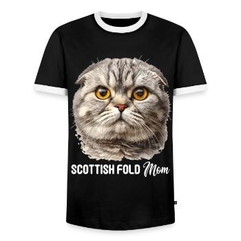 Scottish Fold Kätzchen Scottish Fold Katze - Männer Kontrast-T-Shirt - Schwarz/Weiß - Vorne - AI Model Female 172 light (172cm) & AI Model Male 178 light (178cm)
