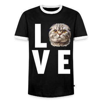 Scottish Fold Kätzchen Scottish Fold Katze - Männer Kontrast-T-Shirt - Schwarz/Weiß - Vorne - AI Model Female 172 light (172cm) & AI Model Male 178 light (178cm)
