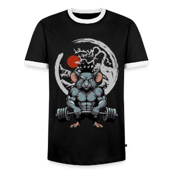 Nager Maus Ratte Muskeln Training - Männer Kontrast-T-Shirt - Schwarz/Weiß - Vorne - AI Model Female 172 light (172cm) & AI Model Male 178 light (178cm)