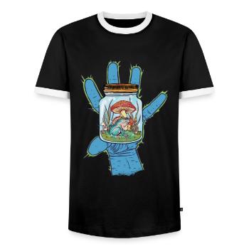 Frog Toad Frogs Fantasy Hand - Men's Ringer Shirt - black/white - Front - AI Model Female 172 light (172cm) & AI Model Male 178 light (178cm)
