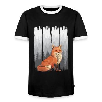 Fuchs Wald Natur - Männer Kontrast-T-Shirt - Schwarz/Weiß - Vorne - AI Model Female 172 light (172cm) & AI Model Male 178 light (178cm)