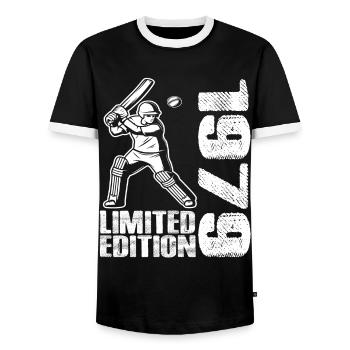 Limited Edition 1979 Limited Edition Cricket - Men's Ringer Shirt - black/white - Front - AI Model Female 172 light (172cm) & AI Model Male 178 light (178cm)