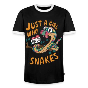 Juste une fille qui aime les serpents - T-shirt contrasté Homme - noir/blanc - Devant - AI Model Female 172 light (172cm) & AI Model Male 178 light (178cm)