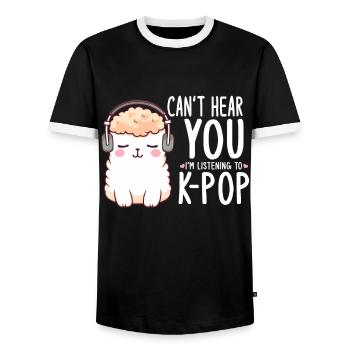 Can't Hear You I'm Listening K-pop Alpaca - Männer Kontrast-T-Shirt - Schwarz/Weiß - Vorne - AI Model Female 172 light (172cm) & AI Model Male 178 light (178cm)