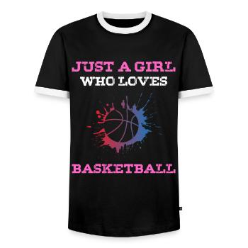 Juste une fille qui aime le basket-ball - T-shirt contrasté Homme - noir/blanc - Devant - AI Model Female 172 light (172cm) & AI Model Male 178 light (178cm)