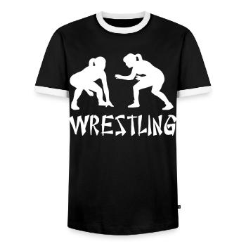Wrestling Women Girls - Men's Ringer Shirt - black/white - Front - AI Model Female 172 light (172cm) & AI Model Male 178 light (178cm)