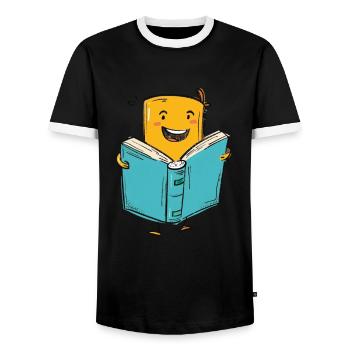 Le plaisir de la lecture pour les amoureux des livres - T-shirt contrasté Homme - noir/blanc - Devant - AI Model Female 172 light (172cm) & AI Model Male 178 light (178cm)