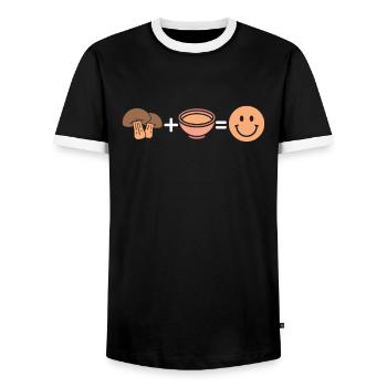 Mushroom Picker Mushrooms - Men's Ringer Shirt - black/white - Front - AI Model Female 172 light (172cm) & AI Model Male 178 light (178cm)