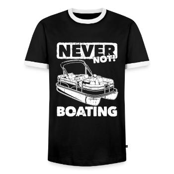 Pontoon boat - Men's Ringer Shirt - black/white - Front - AI Model Female 172 light (172cm) & AI Model Male 178 light (178cm)