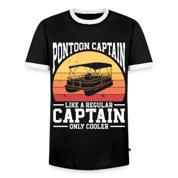 Pontoon Boat Pontoon Captain - Men's Ringer Shirt - black/white - Front - AI Model Female 172 light (172cm) & AI Model Male 178 light (178cm)
