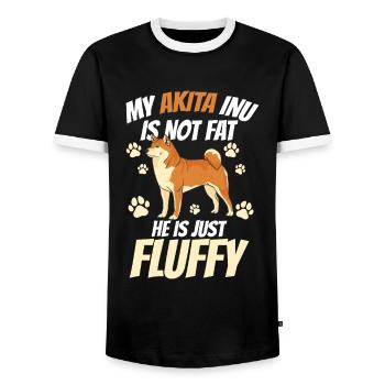 Akita Inu is just fluffy Japanese Akita Inu - Men's Ringer Shirt - black/white - Front - AI Model Female 172 light (172cm) & AI Model Male 178 light (178cm)
