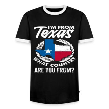 Texas Origin Texans - Men's Ringer Shirt - black/white - Front - AI Model Female 172 light (172cm) & AI Model Male 178 light (178cm)