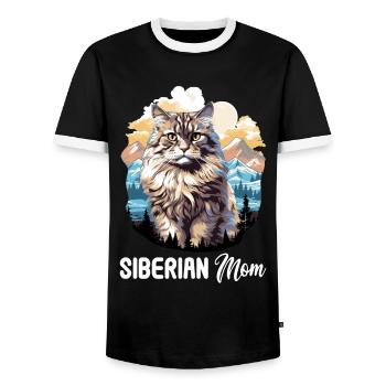 Siberian Cat Sibirische Katze - Männer Kontrast-T-Shirt - Schwarz/Weiß - Vorne - AI Model Female 172 light (172cm) & AI Model Male 178 light (178cm)