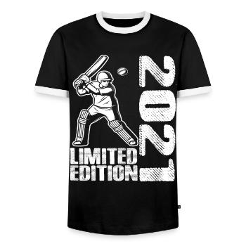 Limited Edition 2021 Limited Edition Cricket - Men's Ringer Shirt - black/white - Front - AI Model Female 172 light (172cm) & AI Model Male 178 light (178cm)