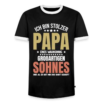 Proud Dad T-Shirt Gift from Son - Men's Ringer Shirt - black/white - Front - AI Model Female 172 light (172cm) & AI Model Male 178 light (178cm)