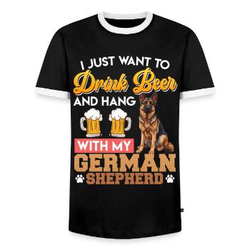 Berger allemand JUST WANT DRINK BEER HANG WITH GERMAN - T-shirt contrasté Homme - noir/blanc - Devant - AI Model Female 172 light (172cm) & AI Model Male 178 light (178cm)