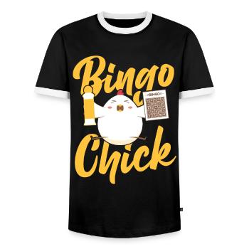 Bingo Player Chicken Girl Bingo - Männer Kontrast-T-Shirt - Schwarz/Weiß - Vorne - AI Model Female 172 light (172cm) & AI Model Male 178 light (178cm)