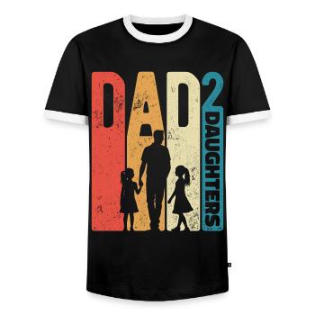Father's Day Dad High 2 Dad Daughters Retro Gift - Men's Ringer Shirt - black/white - Front - AI Model Female 172 light (172cm) & AI Model Male 178 light (178cm)