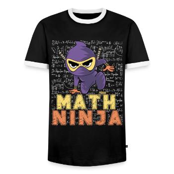 Drôle Math Ninja Mathématiques Geek Nombres - T-shirt contrasté Homme - noir/blanc - Devant - AI Model Female 172 light (172cm) & AI Model Male 178 light (178cm)
