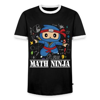 Drôle Math Ninja Mathématiques Geek Nombres - T-shirt contrasté Homme - noir/blanc - Devant - AI Model Female 172 light (172cm) & AI Model Male 178 light (178cm)