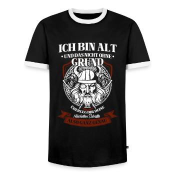 Wikinger Tshirt Viking Valhalla Walhalla Gott Odin - Männer Kontrast-T-Shirt - Schwarz/Weiß - Vorne - AI Model Female 172 light (172cm) & AI Model Male 178 light (178cm)