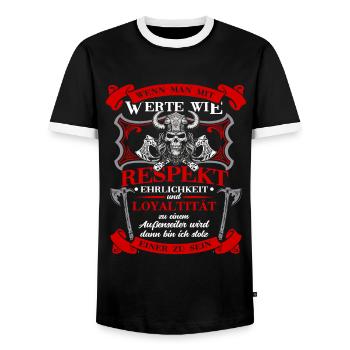 Wikinger Tshirt Viking Valhalla Walhalla Gott Odin - Männer Kontrast-T-Shirt - Schwarz/Weiß - Vorne - AI Model Female 172 light (172cm) & AI Model Male 178 light (178cm)
