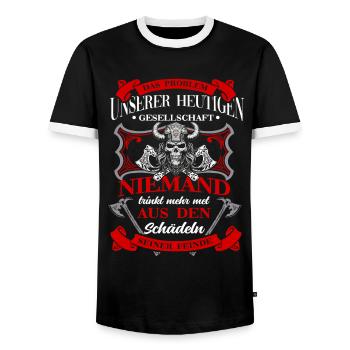 Wikinger Tshirt Viking Valhalla Walhalla Gott Odin - Männer Kontrast-T-Shirt - Schwarz/Weiß - Vorne - AI Model Female 172 light (172cm) & AI Model Male 178 light (178cm)