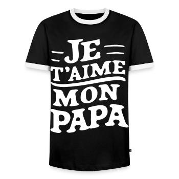 Belle idée cadeau fete des pères anniversaire papa - T-shirt contrasté Homme - noir/blanc - Devant - AI Model Female 172 light (172cm) & AI Model Male 178 light (178cm)
