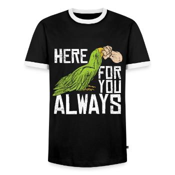 Parrot Here For You Always Bird Owner Parrot Lover - Men's Ringer Shirt - black/white - Front - AI Model Female 172 light (172cm) & AI Model Male 178 light (178cm)