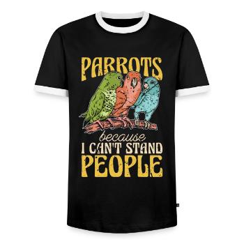 Parrots Because I Can't Stand People Ornithologist - Men's Ringer Shirt - black/white - Front - AI Model Female 172 light (172cm) & AI Model Male 178 light (178cm)