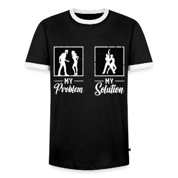 Danseuse de salsa Mon problème Ma solution Pictogramme Maman - T-shirt contrasté Homme - noir/blanc - Devant - AI Model Female 172 light (172cm) & AI Model Male 178 light (178cm)